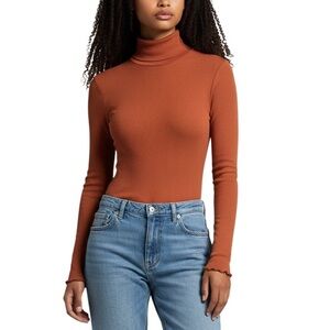 Intimately Free People Turtleneck Long Sleeve Bodysuit Terracotta